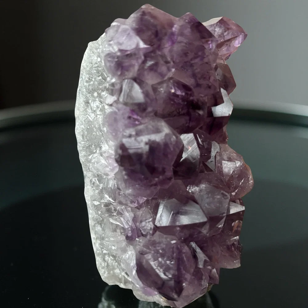 Amethyst Crystal Cluster on Stand - Mounted Raw Purple Crystalline Specimen